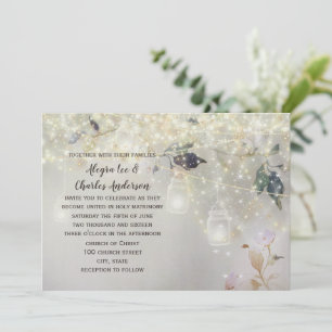 Fairytale Woodsy Farmhouse Mason Jar Wedding Invitation