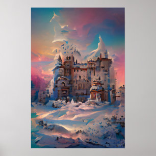Fairytale World, Winter Castle, Snow Castle, Xmas Poster