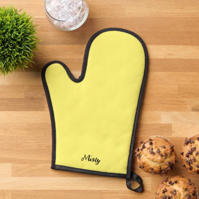 Fairytale yellow solid custom Christmas stylish Oven Mitt (Top down)
