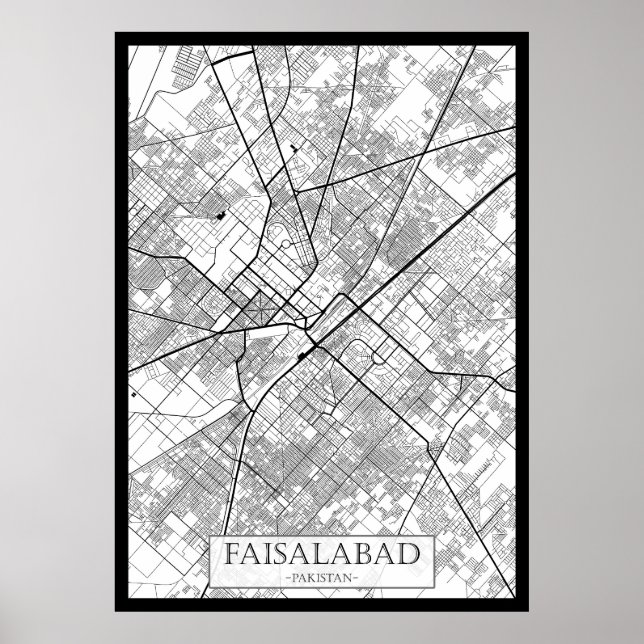 Faisalabad Pakistan Map Poster (Front)