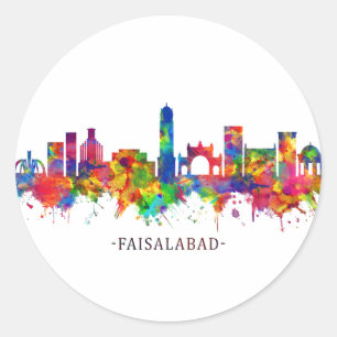 Faisalabad Pakistan Skyline Classic Round Sticker