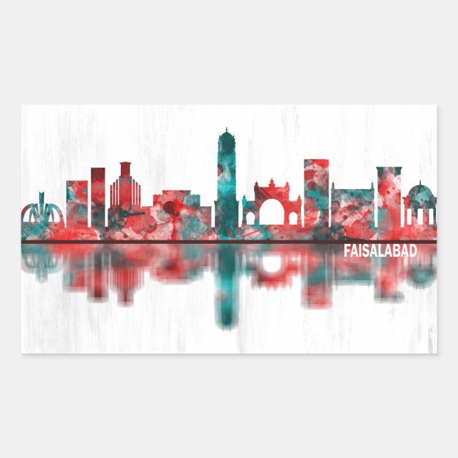Faisalabad Pakistan Skyline Rectangular Sticker (Front)