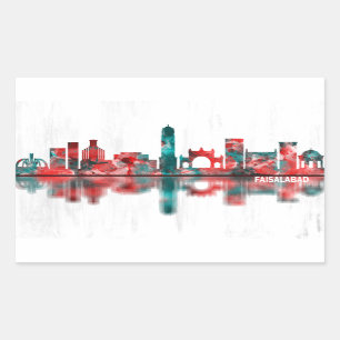 Faisalabad Pakistan Skyline Rectangular Sticker
