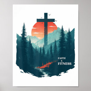 Faith &amp; Fitness Christian - Workout Motivation Poster