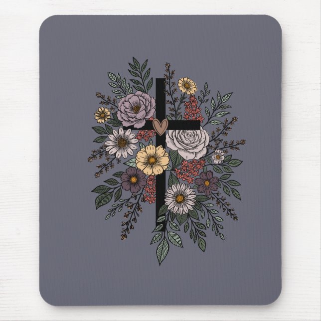 Faith and Flowers Mouse Mat (Front)