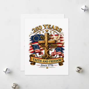 Faith and Freedom 250 Years Patriotic Cross Holiday Card