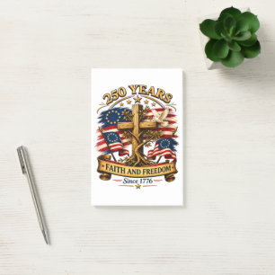 Faith and Freedom 250 Years Patriotic Cross Post-it Notes