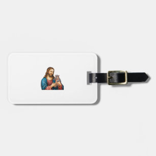 Faith and Fun Moo Deng the Hippo Held by Jesus Tan Luggage Tag