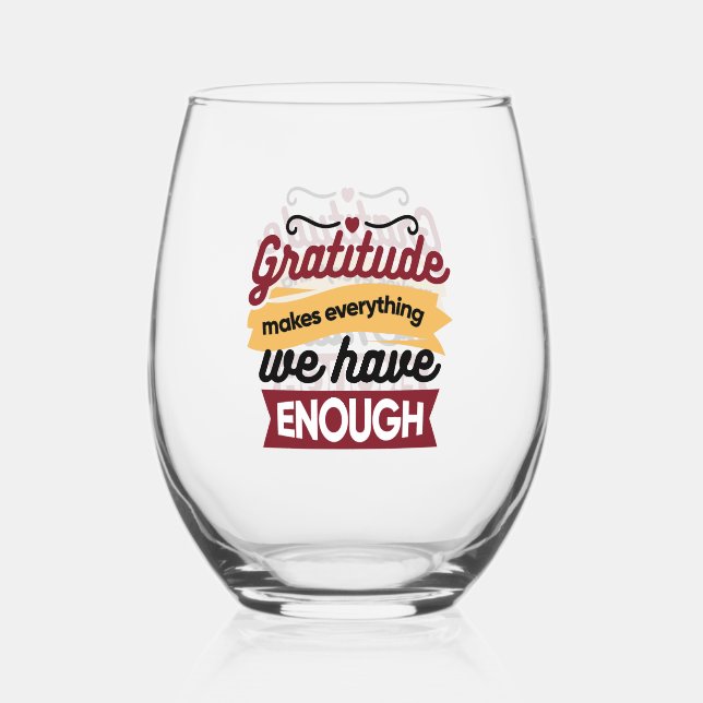 Faith and Gratitude Artwork – Uplifting Christian  Stemless Wine Glass (Front)