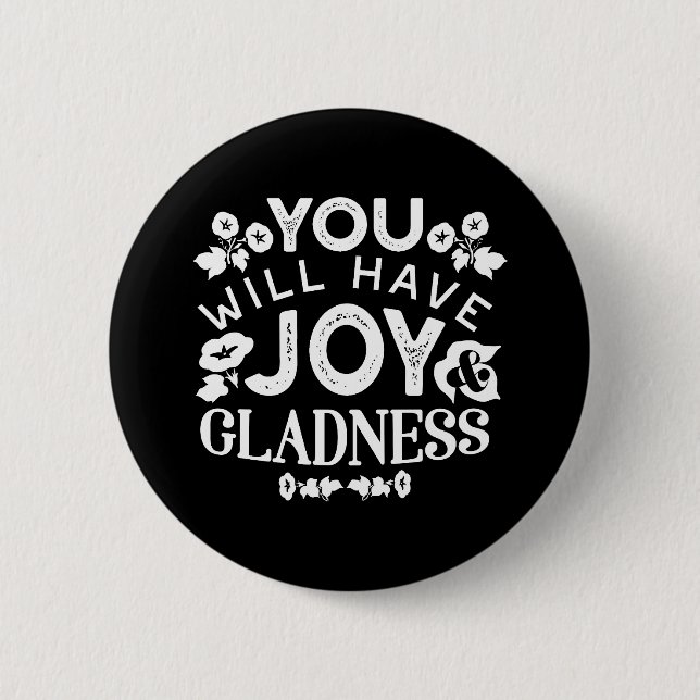 Faith and Happiness – Joy and Gladness Quotes 6 Cm Round Badge (Front)