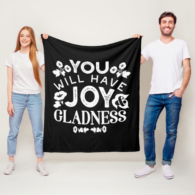 Faith and Happiness – Joy and Gladness Quotes Fleece Blanket (In Situ)