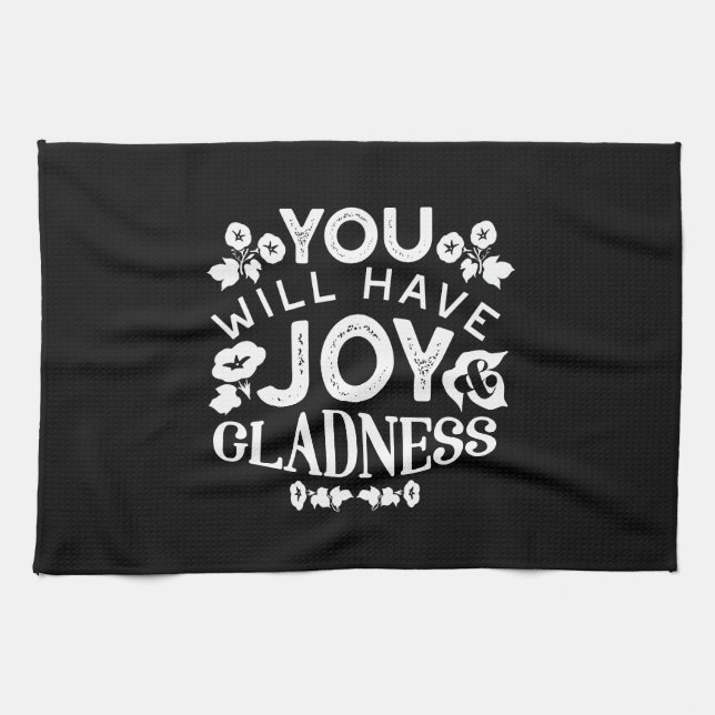 Faith and Happiness – Joy and Gladness Quotes Tea Towel (Horizontal)