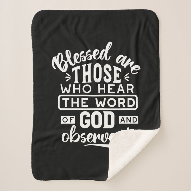 Faith and Obedience – Inspirational Scripture Sherpa Blanket (Front)