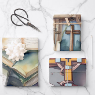 Faith and Scripture Cross Wrapping Paper Sheet