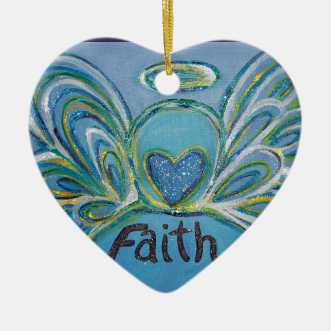 Faith Angel Word Art Gift Holiday Ornament (Front)