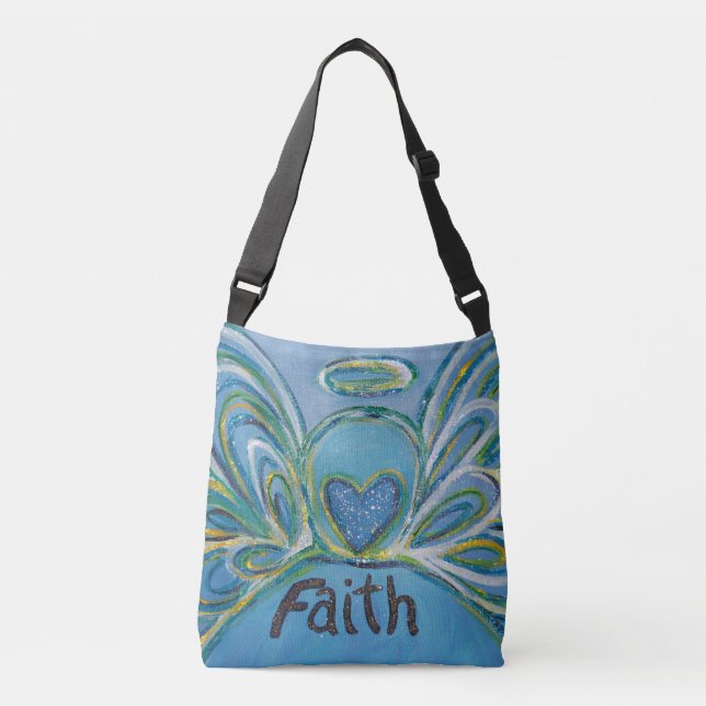 Faith Angel Word Art Purse Cross Body Bag (Front)