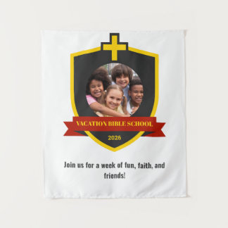 Faith Banner Christian Shield with Cross VBS 2026 Tapestry