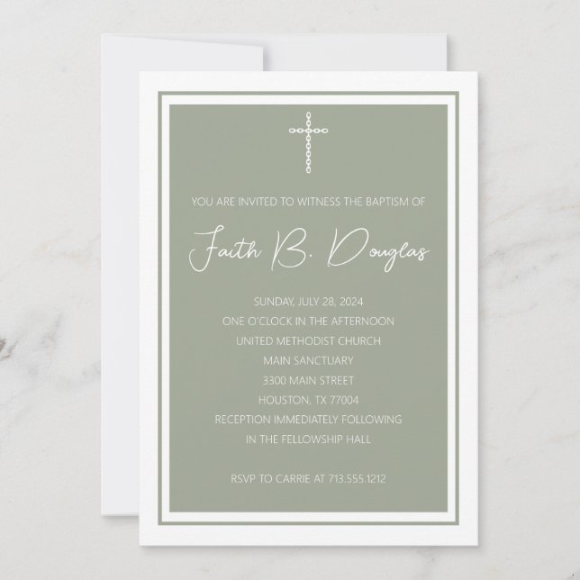 Faith Baptism Invitation (Front)