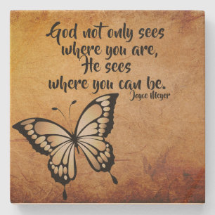 Faith-Based Butterfly Sandstone Beverage Coaster