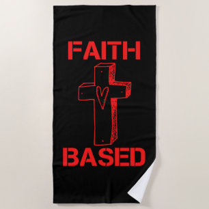 Faith Based Cross And Heart Beach Towel