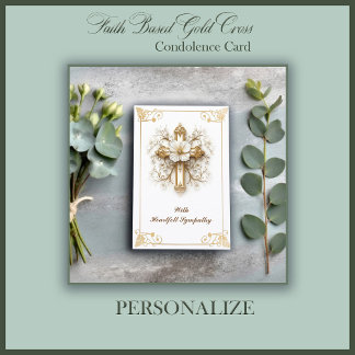 Faith Based Gold Cross Condolence Card