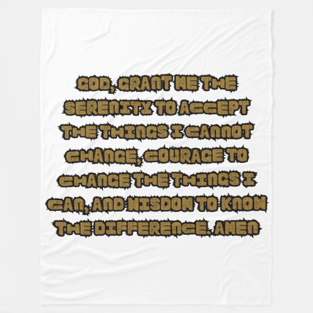 Faith Based Serenity Prayer Quote Fleece Blanket (Front)