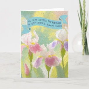 Faith Bible Quotes,Iris Flowers Oil Painting  Holiday Card