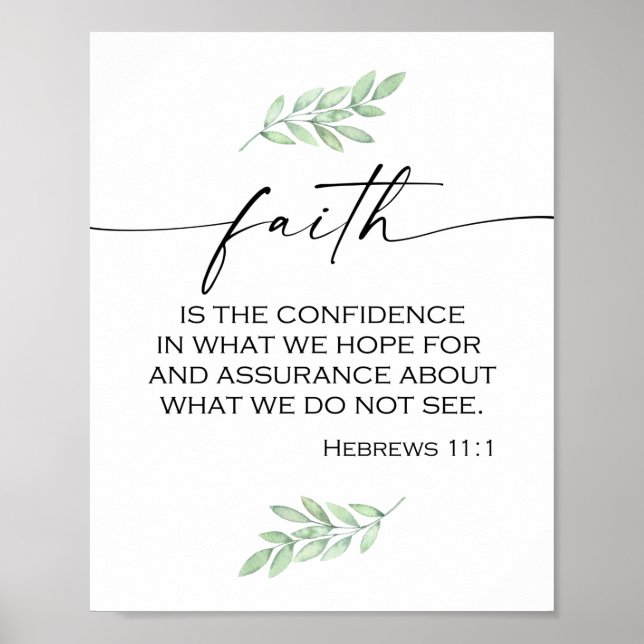 Faith Bible Verse from Hebrews 11:1 Poster (Front)