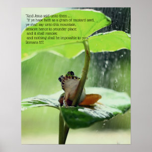 Faith Bible Verse Inspirational Cute Green Frog Poster