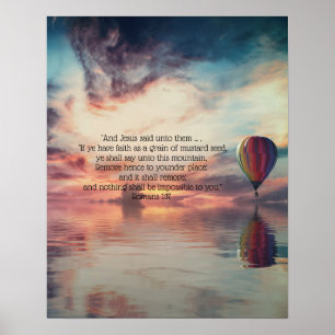 Faith Bible Verse Inspirational Hot Air Balloon Poster