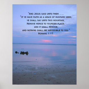 Faith Bible Verse Inspirational Ocean Poster