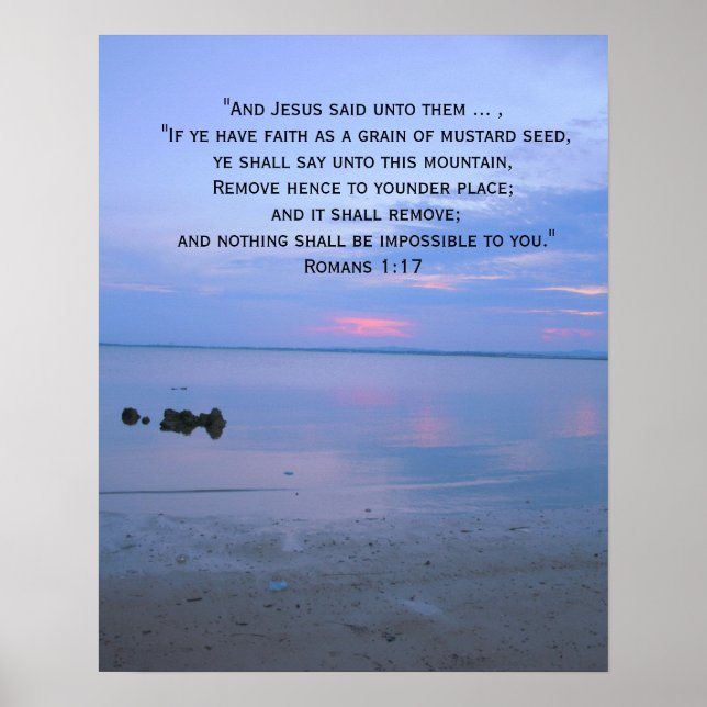 Faith Bible Verse Inspirational Ocean Poster (Front)