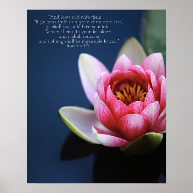 Faith Bible Verse Inspirational Water Lily Poster (Front)