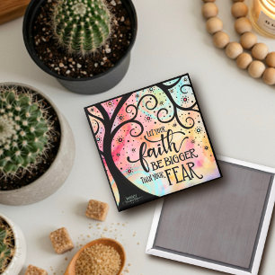 Faith Bigger Than Fear Pretty Inspirational Trendy Magnet