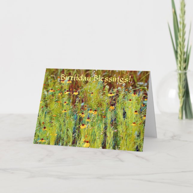 Faith Birthday Blessings Bible Verse Wildflowers Card (Front)