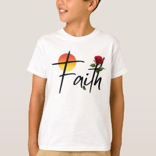Faith Black Typography With Rose T-Shirt