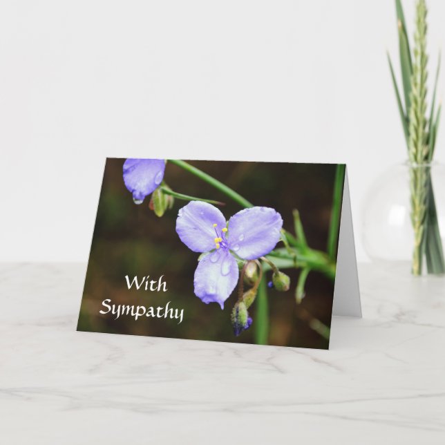 Faith Blue Flower Floral Sympathy Card (Front)