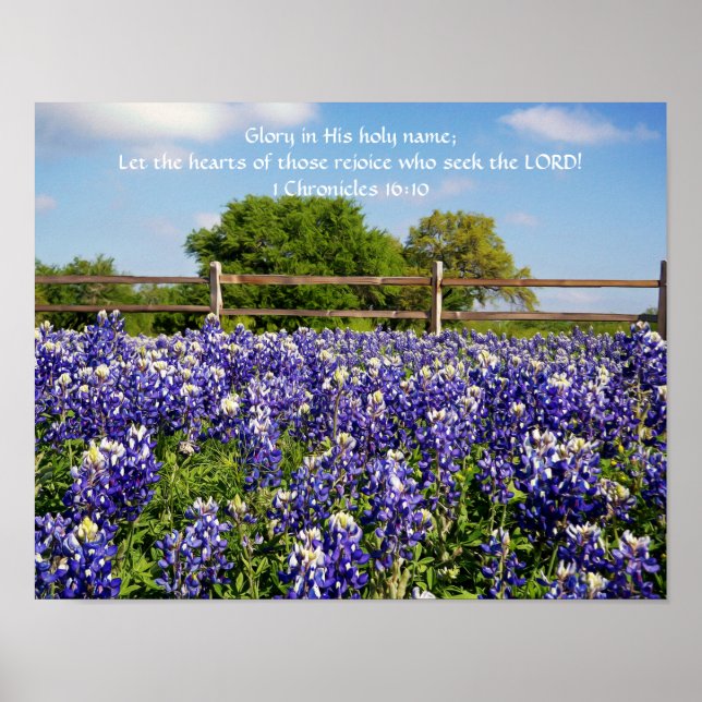 Faith Bluebonnets Flowers Art Poster (Front)