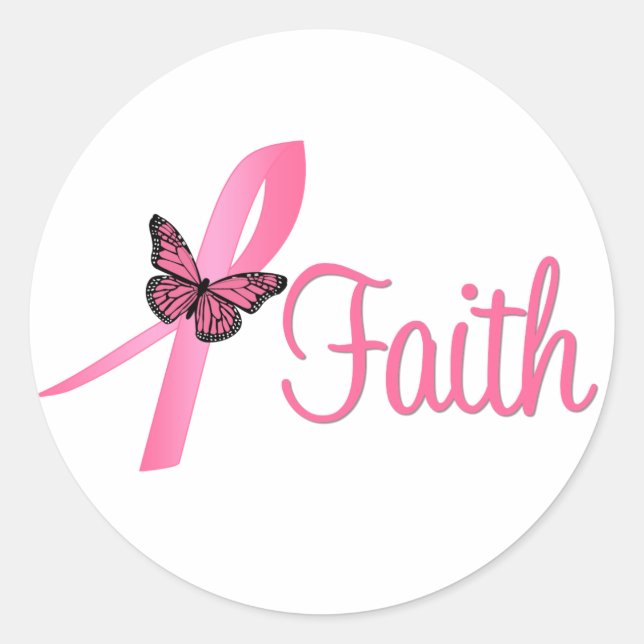 Faith Breast Cancer Awareness Classic Round Sticker (Front)