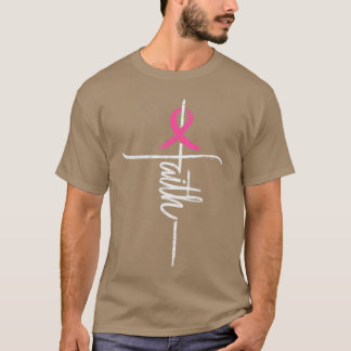 Faith Breast Cancer Awareness Cross Christian Pink T-Shirt