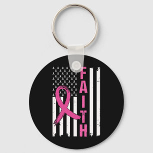 Faith Breast Cancer Awareness Pink Ribbons America Key Ring