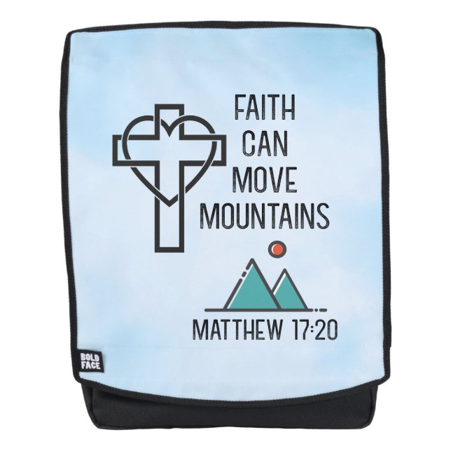 Faith Can Move Mountains Christian Biblical Quote Backpack (Front)