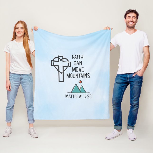 Faith Can Move Mountains Christian Biblical Quote Fleece Blanket (In Situ)
