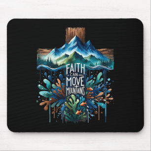 Faith Can Move Mountains Cross God Religious Chris Mouse Mat