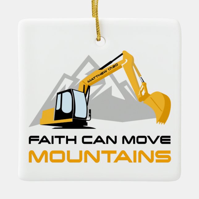 Faith Can Move Mountains – Kids & Adult Christian  Ceramic Ornament (Front)