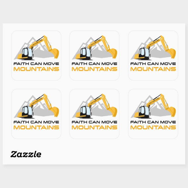 Faith Can Move Mountains – Kids & Adult Christian  Square Sticker (Sheet)