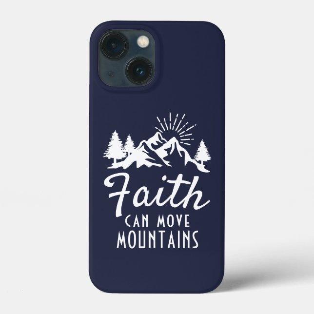 Faith Can Move Mountains Quote Inspirational Blue Case-Mate iPhone Case (Back)