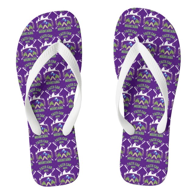 Faith Can Move Mountains Quote Purple Unisex Flip Flops (Footbed)