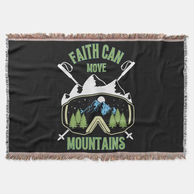 Faith Can Move Mountains Quote Throw Blanket (Front)