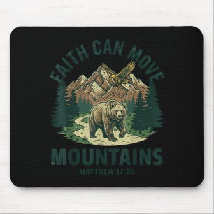 Faith can move mountains retro sunset bible verse mouse mat